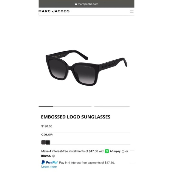 MARC JACOBS Embossed Logo Square Sunglasses — Glossy Black & Grey Gradient Lens - Picture 16 of 17